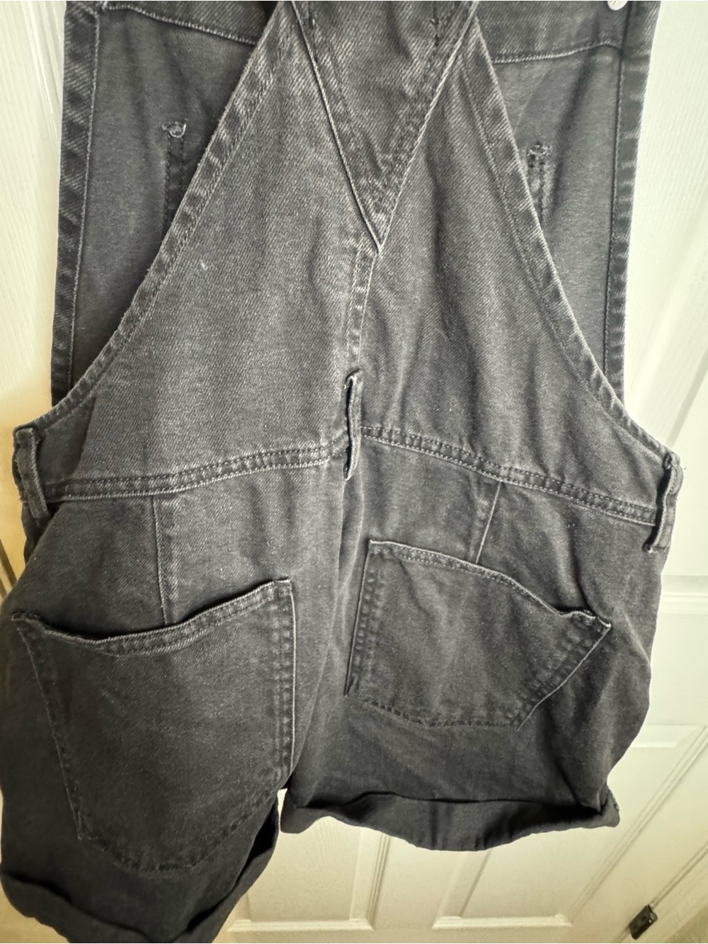 Free People Black Denim Short Overalls Romper - Picture 4 of 6